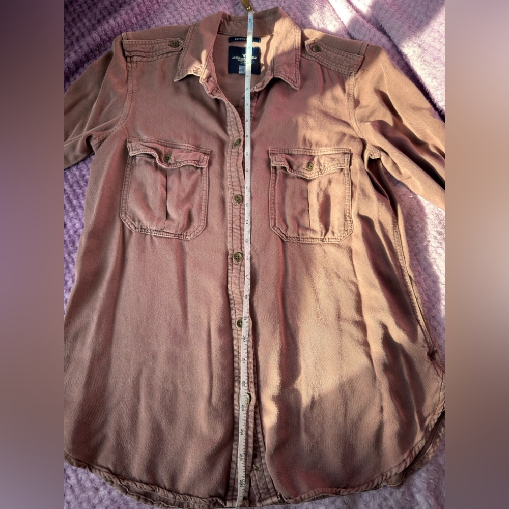 American Eagle Dusty Rose Boyfriend Fit Shirt - Picture 3 of 8